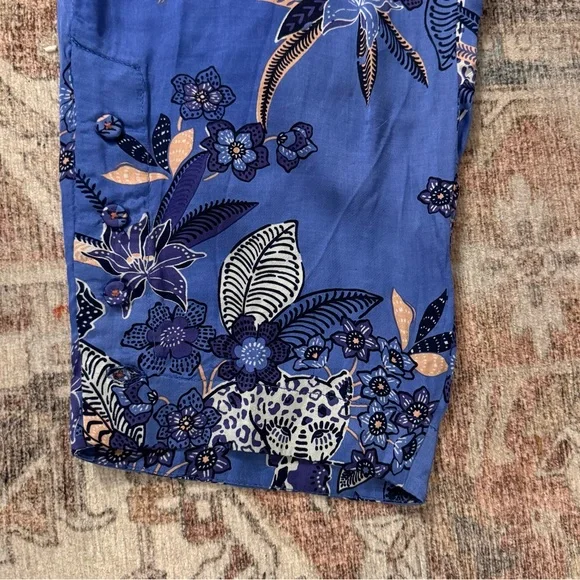 Poupette St Barths blue silk cropped pants. - Picture 8 of 9